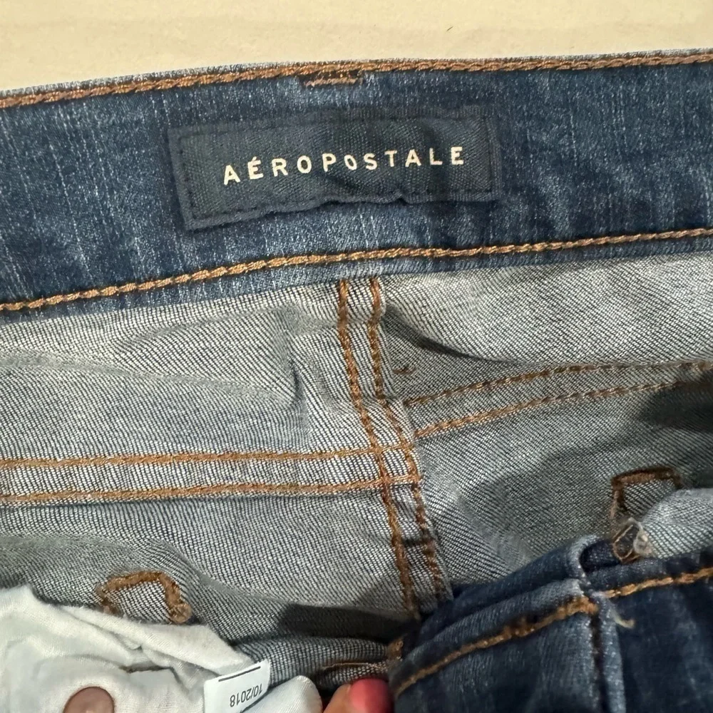 Aeropostale Jeans Men Flex Effects Skinny Blue Distressed Denim Size 34x32 34/32